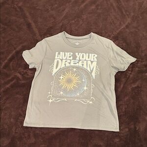 Love Tribe Gray Tee with Sun and Dream Graphic